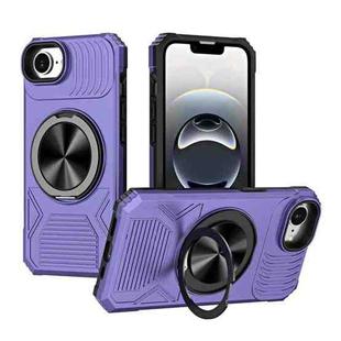 For iPhone 16e Alloy Rotating Holder MagSafe Shockproof Phone Case(Violet)