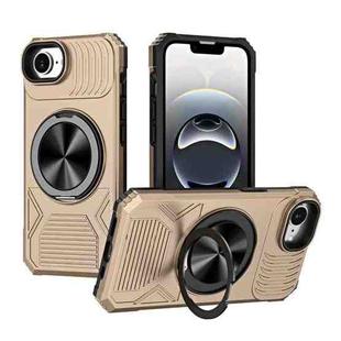 For iPhone 16e Alloy Rotating Holder MagSafe Shockproof Phone Case(Gold)