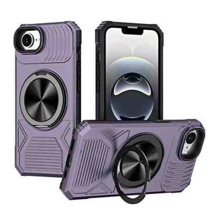 For iPhone 16e Alloy Rotating Holder MagSafe Shockproof Phone Case(Dark Purple)