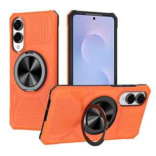 For Samsung Galaxy S25 Edge 5G Alloy Rotating Holder MagSafe Shockproof Phone Case(Orange)