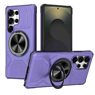For Samsung Galaxy S25 Ultra 5G Alloy Rotating Holder MagSafe Shockproof Phone Case(Violet)