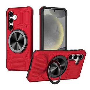 For Samsung Galaxy S24 5G Alloy Rotating Holder MagSafe Shockproof Phone Case(Red)
