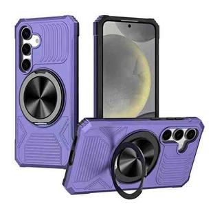 For Samsung Galaxy S24 5G Alloy Rotating Holder MagSafe Shockproof Phone Case(Violet)