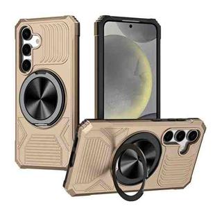 For Samsung Galaxy S24 5G Alloy Rotating Holder MagSafe Shockproof Phone Case(Gold)