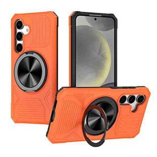 For Samsung Galaxy S24 5G Alloy Rotating Holder MagSafe Shockproof Phone Case(Orange)