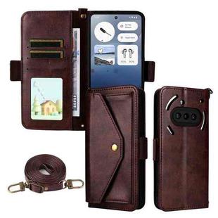 For Nothing Phone 3a Multi-card Slots Crossbody Cowhide Leather Phone Case(Brown)