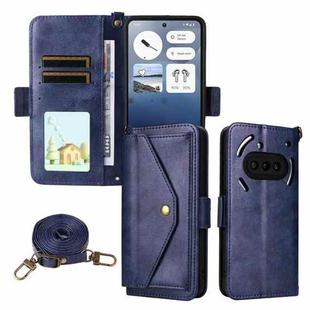For Nothing Phone 3a Multi-card Slots Crossbody Cowhide Leather Phone Case(Blue)