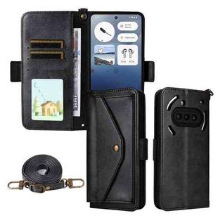 For Nothing Phone 3a Multi-card Slots Crossbody Cowhide Leather Phone Case(Black)