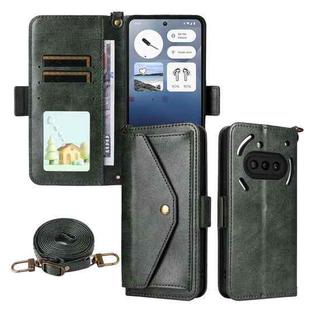 For Nothing Phone 3a Multi-card Slots Crossbody Cowhide Leather Phone Case(Green)