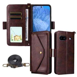 For Google Pixel 8a Multi-card Slots Crossbody Cowhide Leather Phone Case(Brown)
