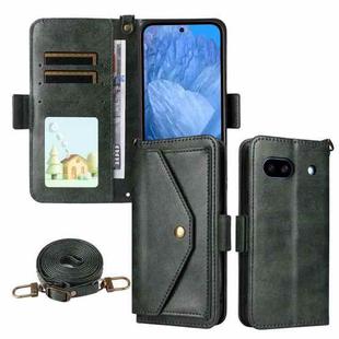 For Google Pixel 8a Multi-card Slots Crossbody Cowhide Leather Phone Case(Green)