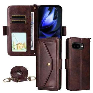 For Google Pixel 9a Multi-card Slots Crossbody Cowhide Leather Phone Case(Brown)