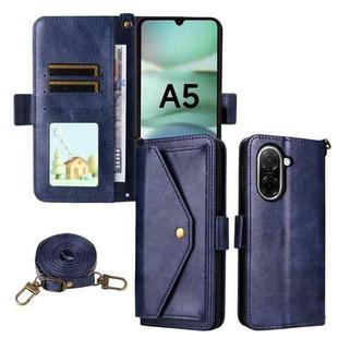 For Redmi A5 4G 173.3mm Multi-card Slots Crossbody Cowhide Leather Phone Case(Blue)
