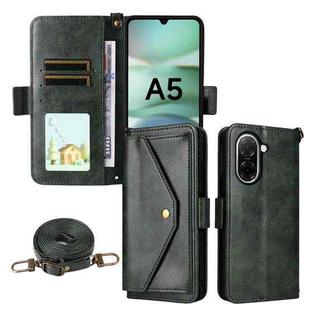 For Redmi A5 4G 173.3mm Multi-card Slots Crossbody Cowhide Leather Phone Case(Green)