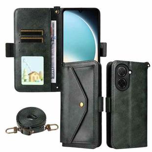 For Xiaomi Poco C71 / Redmi A5 4G 171.7mm Multi-card Slots Crossbody Cowhide Leather Phone Case(Green)