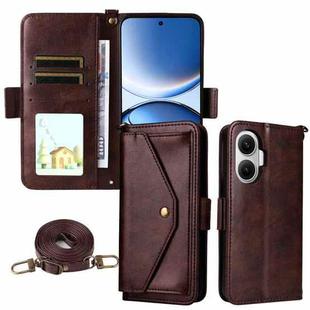 For Xiaomi Poco F7 / Redmi Turbo 4 Pro 5G Multi-card Slots Crossbody Cowhide Leather Phone Case(Brown)