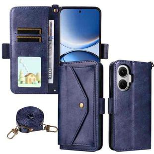For Xiaomi Poco F7 / Redmi Turbo 4 Pro 5G Multi-card Slots Crossbody Cowhide Leather Phone Case(Blue)