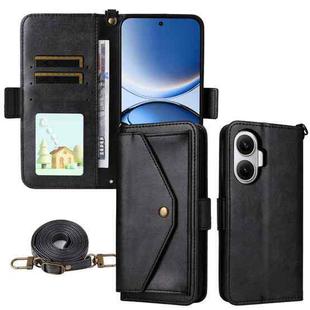 For Xiaomi Poco F7 / Redmi Turbo 4 Pro 5G Multi-card Slots Crossbody Cowhide Leather Phone Case(Black)