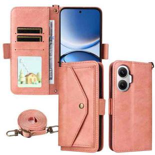 For Xiaomi Poco F7 / Redmi Turbo 4 Pro 5G Multi-card Slots Crossbody Cowhide Leather Phone Case(Pink)