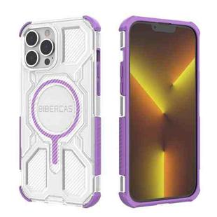 For iPhone 13 Pro Max BIBERCAS Transparent Color Series MagSafe Air Bag Shockproof Phone Case(Purple)