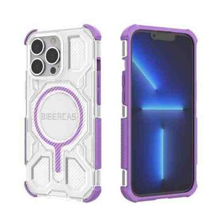 For iPhone 13 Pro BIBERCAS Transparent Color Series MagSafe Air Bag Shockproof Phone Case(Purple)