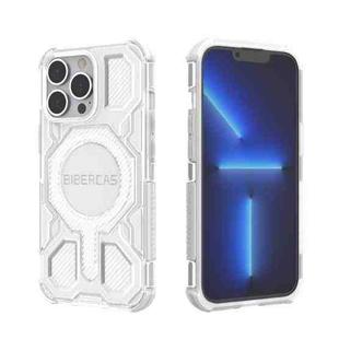 For iPhone 13 Pro BIBERCAS Transparent Color Series MagSafe Air Bag Shockproof Phone Case(White)