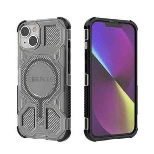 For iPhone 13 / 14 BIBERCAS Transparent Color Series MagSafe Air Bag Shockproof Phone Case(Black)