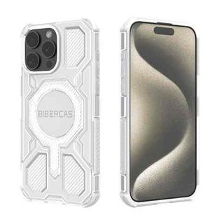 For iPhone 15 Pro Max BIBERCAS Transparent Color Series MagSafe Air Bag Shockproof Phone Case(White)