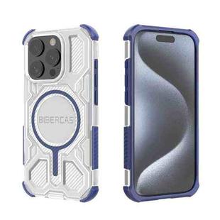 For iPhone 15 Pro BIBERCAS Transparent Color Series MagSafe Air Bag Shockproof Phone Case(Blue)