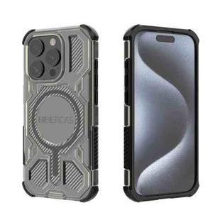 For iPhone 15 Pro BIBERCAS Transparent Color Series MagSafe Air Bag Shockproof Phone Case(Black)