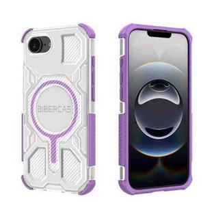 For iPhone 16e BIBERCAS Transparent Color Series MagSafe Air Bag Shockproof Phone Case(Purple)