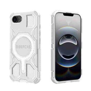 For iPhone 16e BIBERCAS Transparent Color Series MagSafe Air Bag Shockproof Phone Case(White)