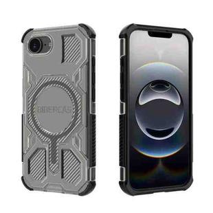 For iPhone 16e BIBERCAS Transparent Color Series MagSafe Air Bag Shockproof Phone Case(Black)