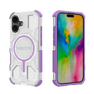 For iPhone 16 BIBERCAS Transparent Color Series MagSafe Air Bag Shockproof Phone Case(Purple)