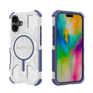 For iPhone 16 BIBERCAS Transparent Color Series MagSafe Air Bag Shockproof Phone Case(Blue)