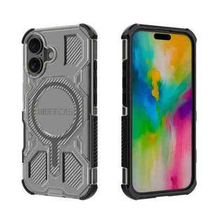 For iPhone 16 BIBERCAS Transparent Color Series MagSafe Air Bag Shockproof Phone Case(Black)