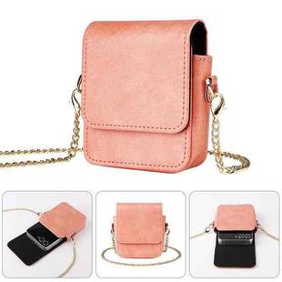 For Motorola Razr 60 / 50 / 40 Ultra Mini Long Shoulder Chain Crossbody Folding Magnetic Leather Phone Bag(Pink)