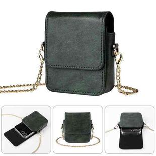 For Motorola Razr 60 / 50 / 40 Ultra Mini Long Shoulder Chain Crossbody Folding Magnetic Leather Phone Bag(Green)