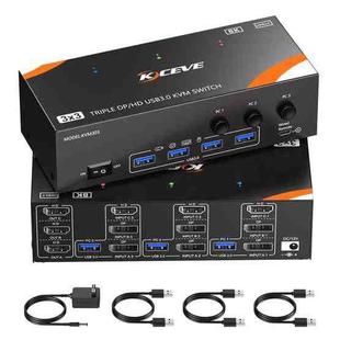 KCEVE KC-KVM303 USB 3.0 Dual Monitor 8K 60Hz KVM Switch, Plug Type:US Plug