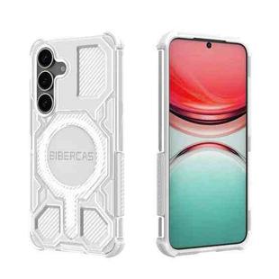For Samsung Galaxy S25 5G BIBERCAS Transparent Color Series MagSafe Air Bag Shockproof Phone Case(White)
