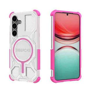 For Samsung Galaxy S25 5G BIBERCAS Transparent Color Series MagSafe Air Bag Shockproof Phone Case(Pink)