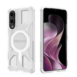 For Samsung Galaxy S25 Edge 5G BIBERCAS Transparent Color Series MagSafe Air Bag Shockproof Phone Case(White)