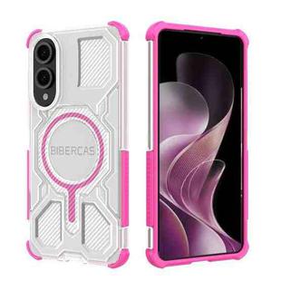 For Samsung Galaxy S25 Edge 5G BIBERCAS Transparent Color Series MagSafe Air Bag Shockproof Phone Case(Pink)