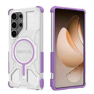 For Samsung Galaxy S25 Ultra 5G BIBERCAS Transparent Color Series MagSafe Air Bag Shockproof Phone Case(Purple)