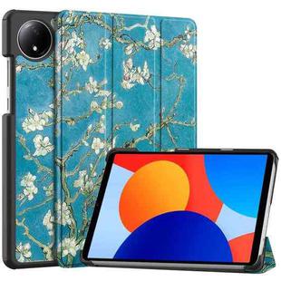 For Xiaomi Redmi Pad SE 8.7 Custer Painted 3-Fold Stand Leather Smart Tablet Case(Apricot Blossom)