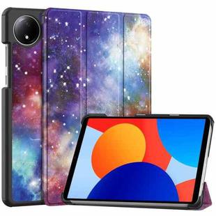 For Xiaomi Redmi Pad SE 8.7 Custer Painted 3-Fold Stand Leather Smart Tablet Case(Milky Way)