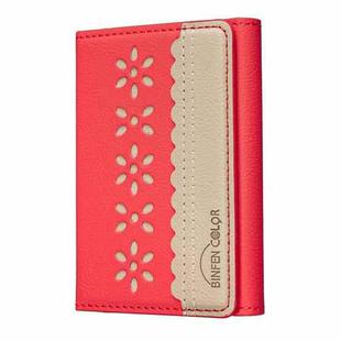 BFK25 BINFEN Color Flowers Magsafe Magnetic Leather Card Bag(Red)