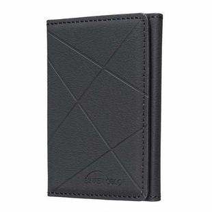BFK24 Diamond Embossed Magsafe Magnetic Leather Card Bag(Black)