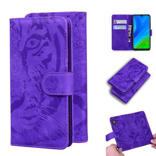 For Huawei P smart 2020 Tiger Embossing Pattern Horizontal Flip Leather Case with Holder & Card Slots & Wallet(Purple)