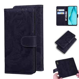 For Huawei P40 Lite / nova 6 SE Tiger Embossing Pattern Horizontal Flip Leather Case with Holder & Card Slots & Wallet(Black)